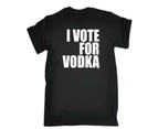 123t Funny Tee - White I Vote For Vodka Mens T-Shirt Black - Black