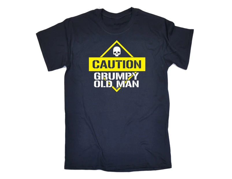 123t Funny Tee - Caution Grumpy Old Man Mens T-Shirt Navy Blue - Navy Blue