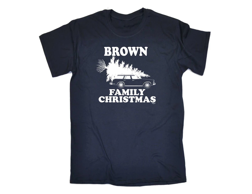123t Funny Tee - Brown Family Christmas Mens T-Shirt Navy Blue - Navy Blue