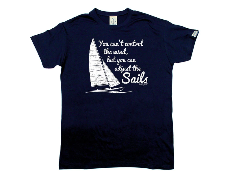Ocean Bound Sailing Tee - You Cant Control The Wind Mens T-Shirt Navy Blue - Navy Blue
