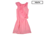 European Culture Girls' Ruched Sleeveless Dress - Pink