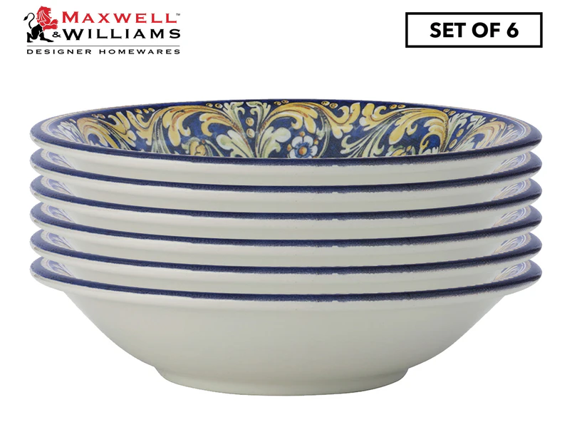 Set Of 6 Maxwell & Williams 21cm Ceramica Salerno Ceramic Pasta Bowls - Piazza