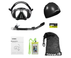 Enkeeo Snorkel Set with Tempered Glass Diving Mask and Dry Snorkel-Silver