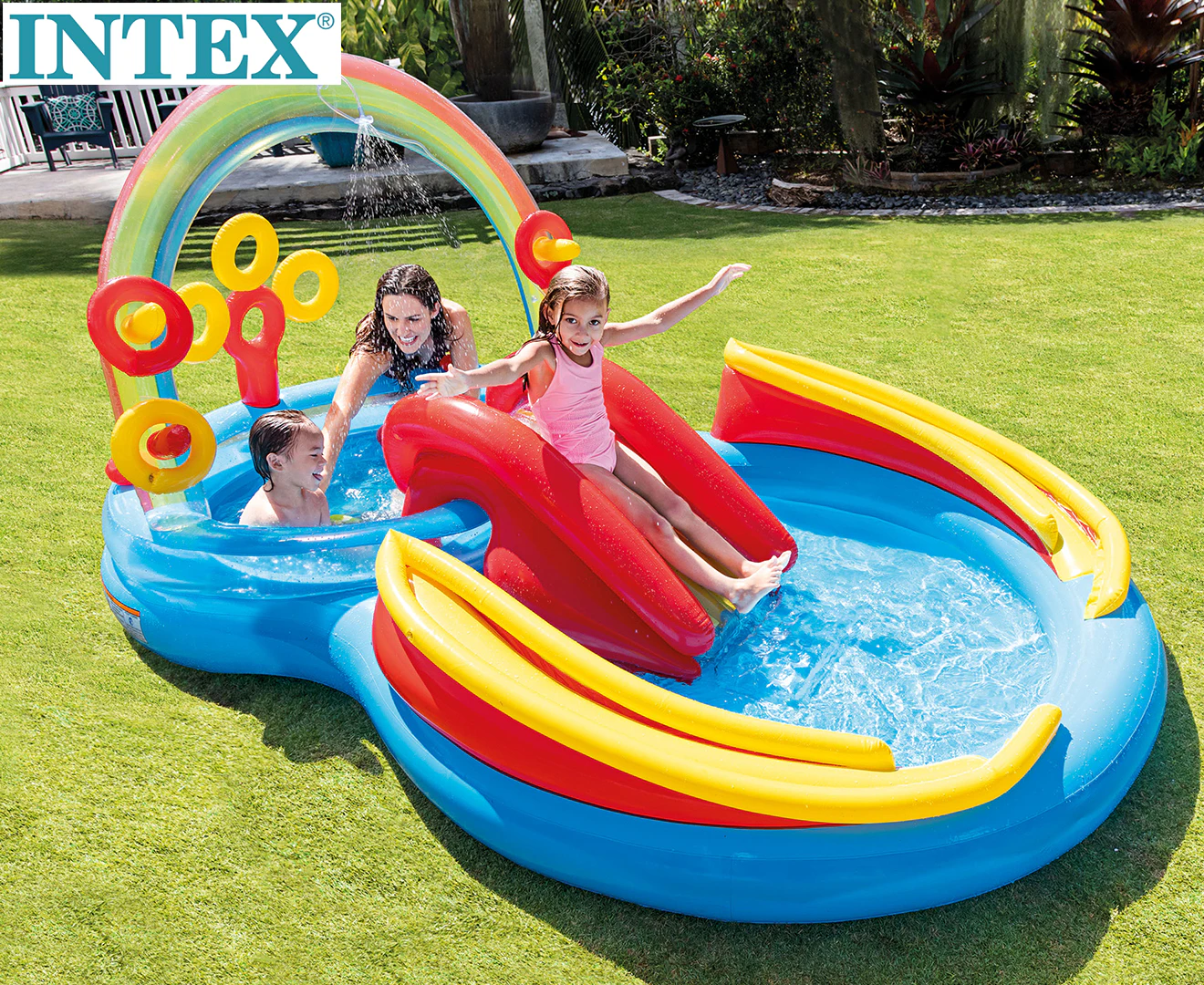 Intex Rainbow Ring 2.97m Play Centre Inflatable Swimming Pool Outdoor Kids 3y+