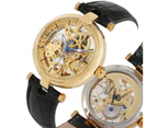 Casual Men's Black Automatic Mechanical Watch with Luminous Function-Golden