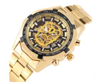 Fashion Men's Automatic Mechanical Wrist Watch Business Style Golden Luminous Dial Watches