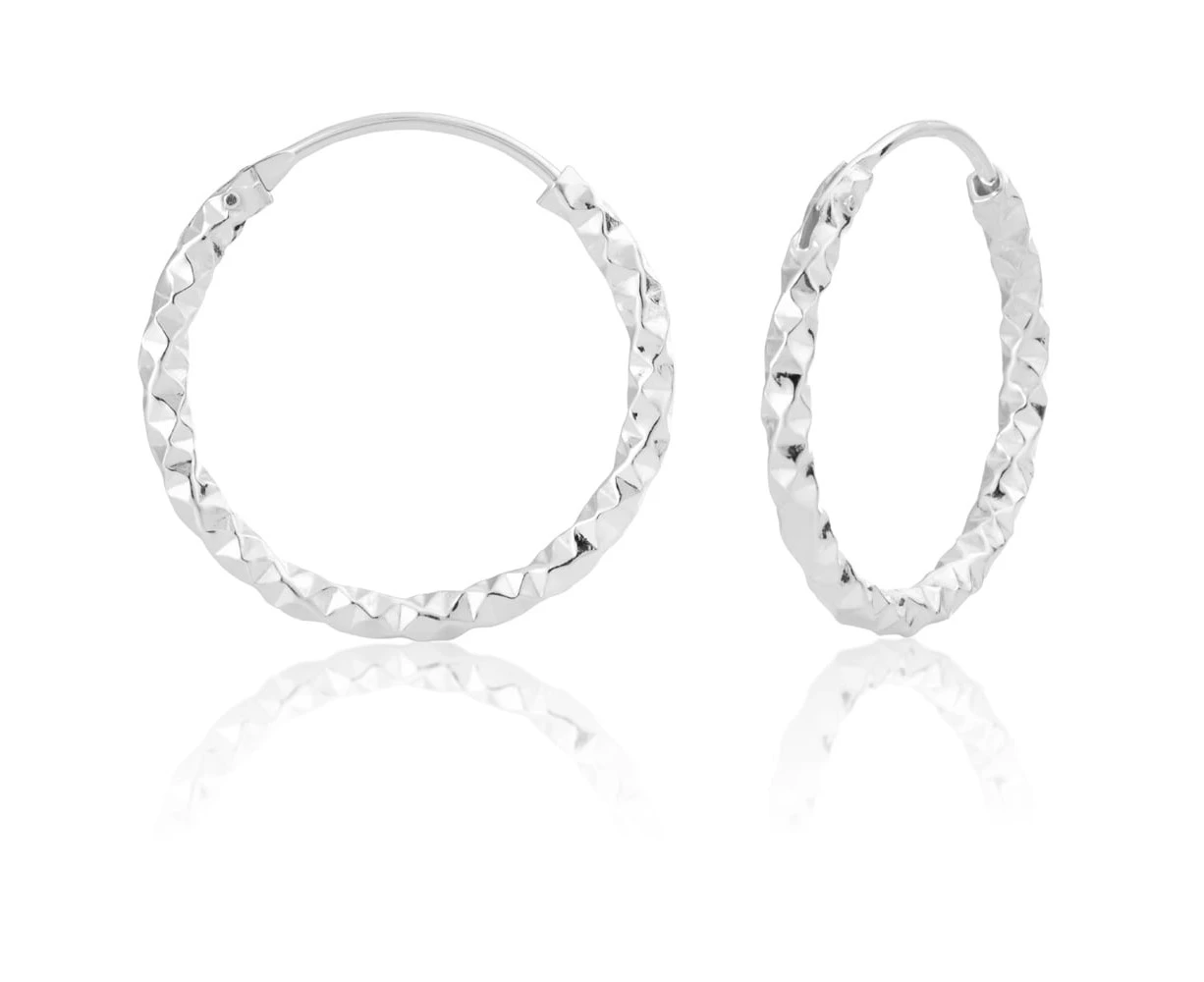 Sterling Silver 21mm Fancy Hoops