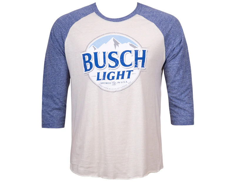 Busch Light Beer Blue And White Raglan Shirt