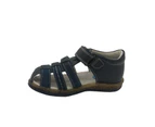 Surefit Max Toddler/Little Boys Covered Toe Adjustable Leather Sandals - Navy