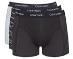 Calvin Klein Men's Axis Cotton Stretch Trunk/Shorty 3-Pack - Black Logo Print/Black/Wolf Grey