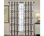 Living Room Curtains Pair Eyelet Blockout Curtains for Bedroom, Geo Printed in Taupe and Brown Pattern, Sold by 2 Panels
