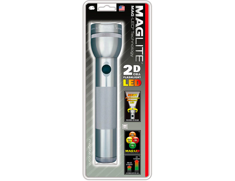 Maglite 2D Cell ST2D096 GREY  LED Flashlight Made in USA