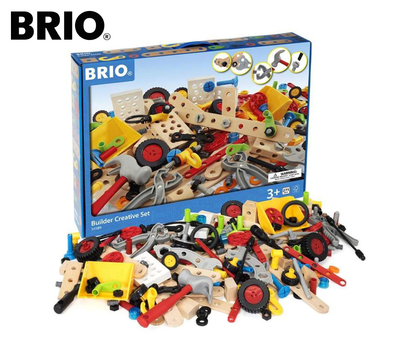 271pc Brio Builder - Creative Kids/Childrens Wooden Interactive Play Toy Set 3Y+