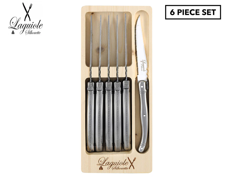 Laguiole Silhouette Premium 6-Piece Steak Knife Set - Stainless Steel