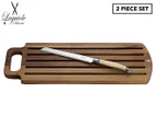 Laguiole Silhouette Premium 2-Piece Acacia Bread Board & Knife Set - Ivory
