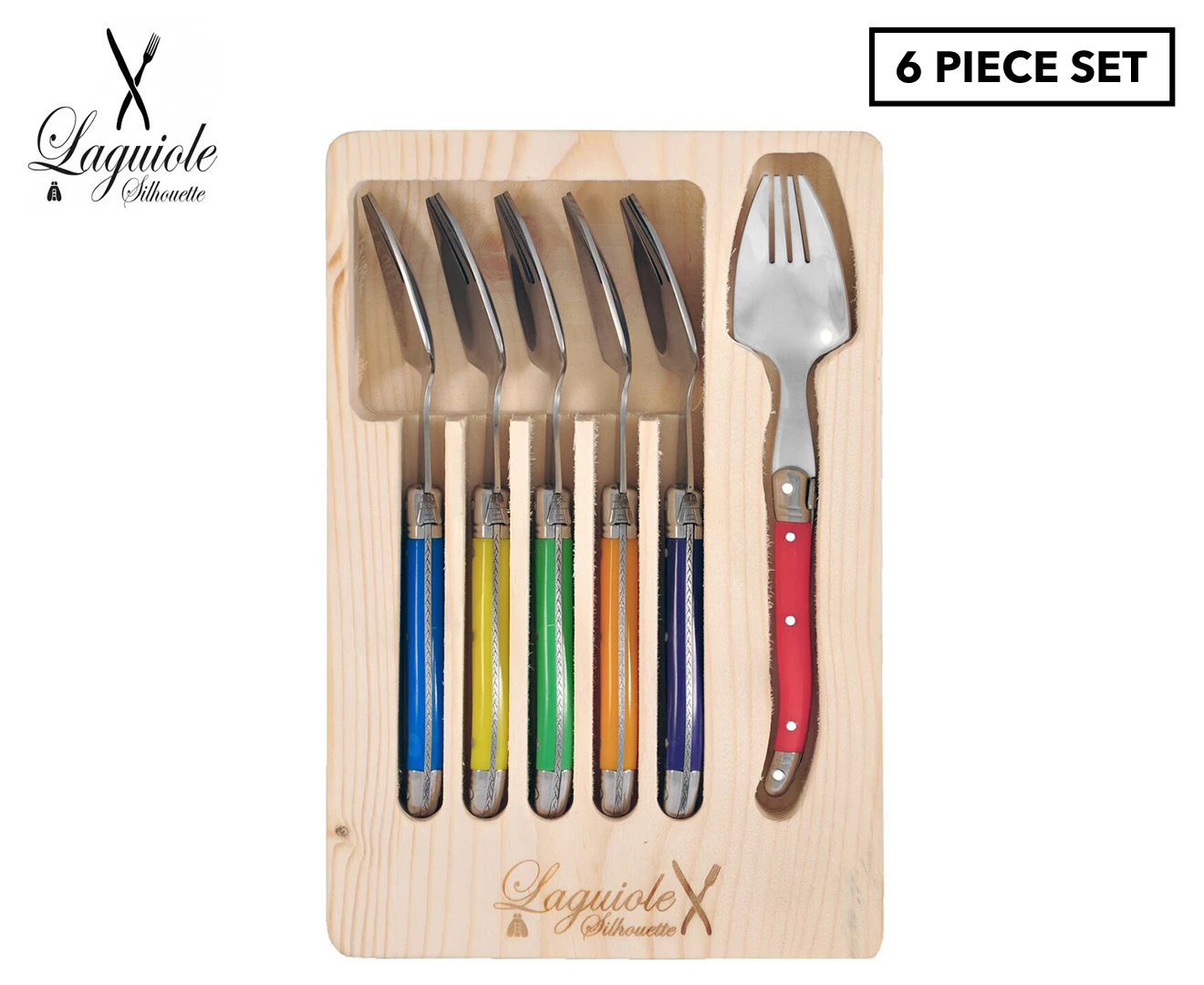 Laguiole Silhouette Premium 6-Piece Spork Set - Multi