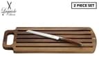 Laguiole Silhouette Premium 2-Piece Acacia Bread Board & Knife Set - Wooden 1