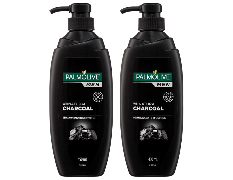 2 x Palmolive Men Body Wash w/ Natural Charcoal 450mL
