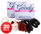 2 x 10pk Goody Dentless Spiral Elastic Hair Bands - Brown/Black/Clear