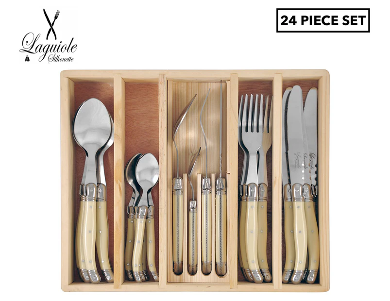 Laguiole Silhouette Premium 24-Piece Cutlery Set - Ivory