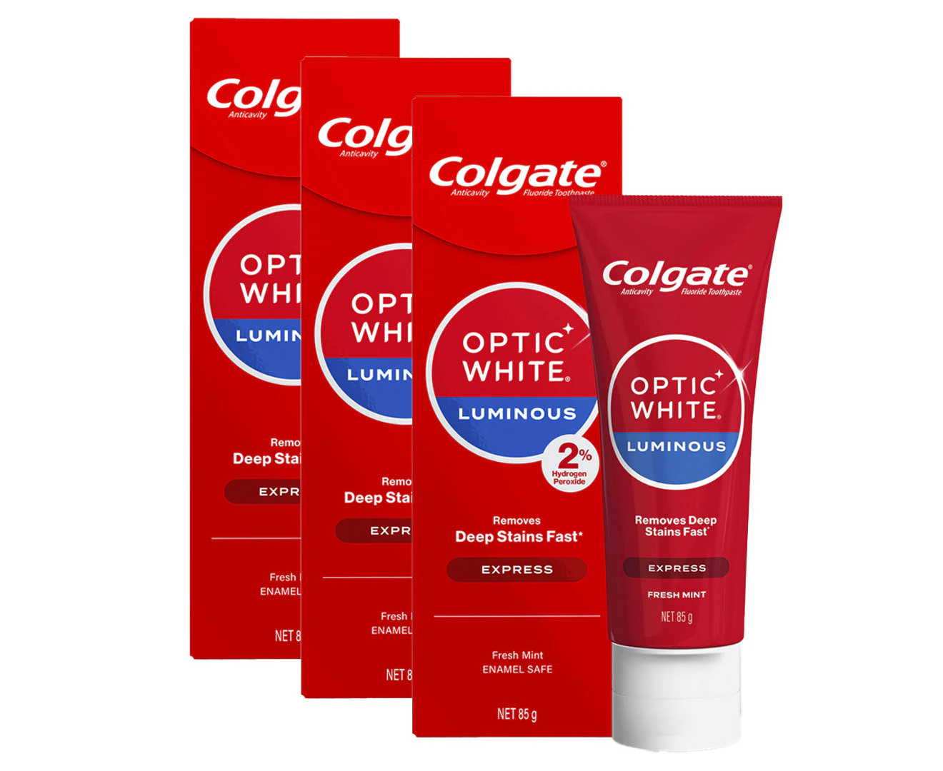 3 x Colgate Optic White Express White Fresh Mint Toothpaste 85g