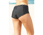 LaSculpte Women's Reversible Boyleg Swim Shorts Beach Bikini Tankini Boyshorts - BlkWht Polka Dots/Tropical Floral
