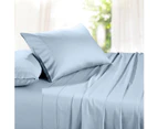 1500TC Organic Cotton Rich Sheet Set Fitted Flat Sheet Pillow Case Blue