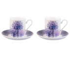 Roy Kirkham Set of 2 Alliums Coffee Can Cups & Saucers