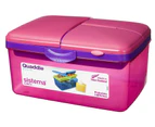 Sistema Large Pink Quaddie 4 Compartment Lunch Box 2 Ltr BPA Free