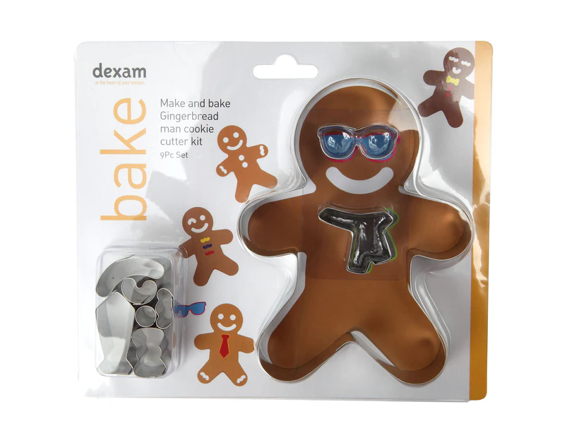 Dexam Make and Bake Gingerbread Man Cookie Cutter Set, 9 Pieces
