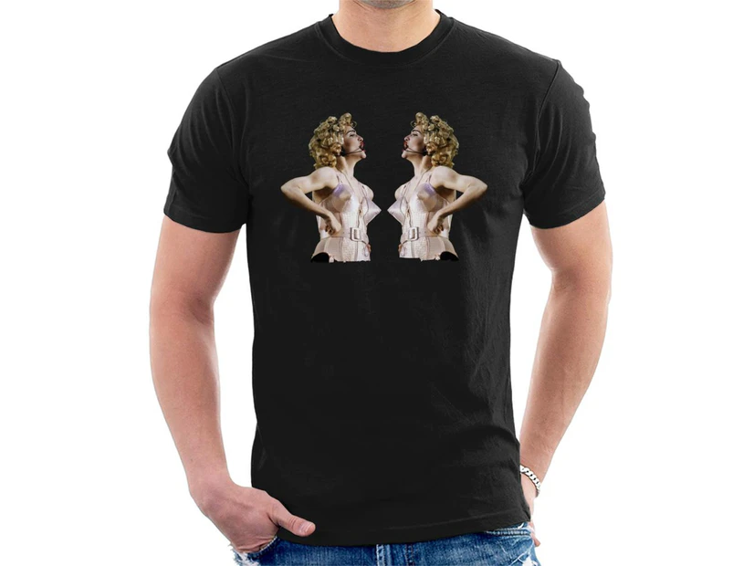 Madonna Mirrored Cone Bra Corset Blonde Ambition Tour 1990 Men's T-Shirt - Black