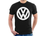 Official Volkswagen Classic White VW Logo Men's T-Shirt - Black