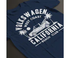 Official Volkswagen West Coast California White Text Men's T-Shirt - Navy Blue