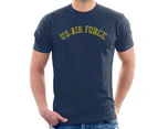 US Airforce Training Yellow Text Distressed Men's T-Shirt - Navy Blue