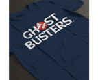 Ghostbusters White Text Logo Men's T-Shirt - Navy Blue