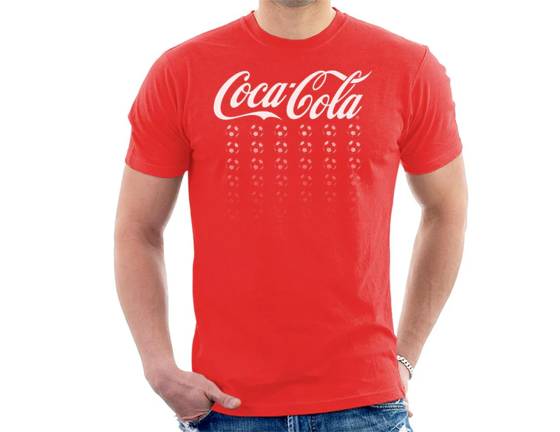 Coca Cola Football White Multi Balls Men's T-Shirt - Red