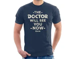 Doctor Who The Doctor Will See You Now White Text Men's T-Shirt - Navy Blue