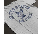 US Airforce Eagle Navy Blue Text Men's T-Shirt - Heather Grey