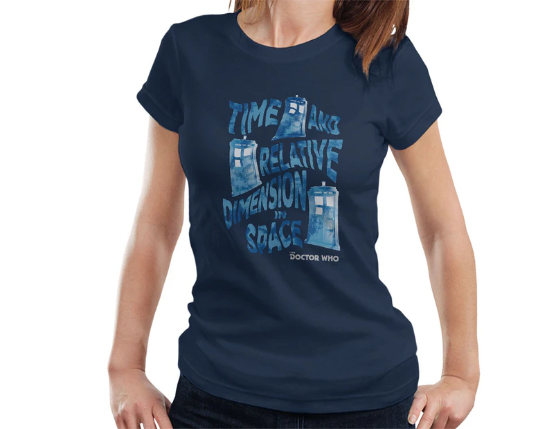 Doctor Who Warped Tardis Women's T-Shirt - Navy Blue