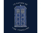 Doctor Who Id Rather Be Time Travelling White Text Women's T-Shirt - Navy Blue