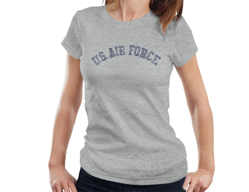 US Airforce Training Navy Blue Text Distressed Women's T-Shirt - Heather Grey