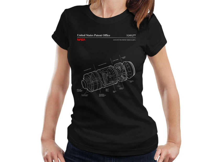 NASA JAXA H II Transfer Vehicle Blueprint Women's T-Shirt - Black