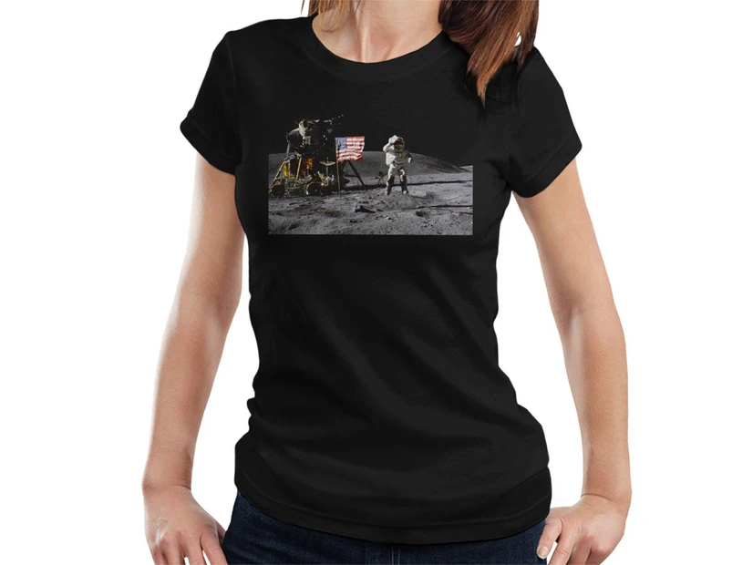 NASA John Young Moon Landing Salute Women's T-Shirt - Black