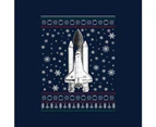 NASA Challenger Shuttle Christmas Knit Pattern Women's T-Shirt - Navy Blue