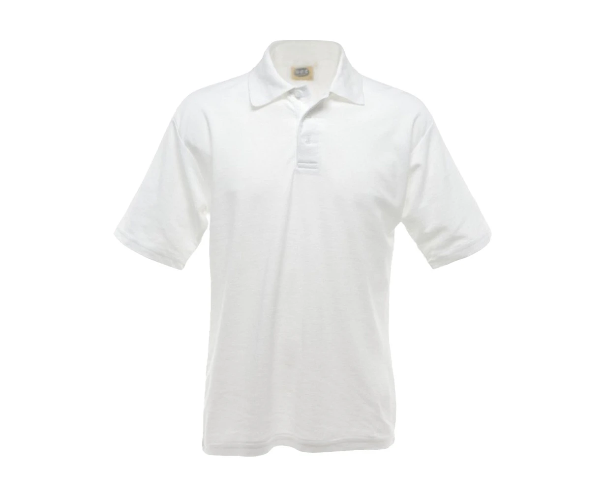 UCC 50/50 Mens Plain Pique Short Sleeve Polo Shirt (White) - BC1194