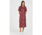 COOPER ST Walk This Way Flared Sleeve Maxi Dress in Burgundy