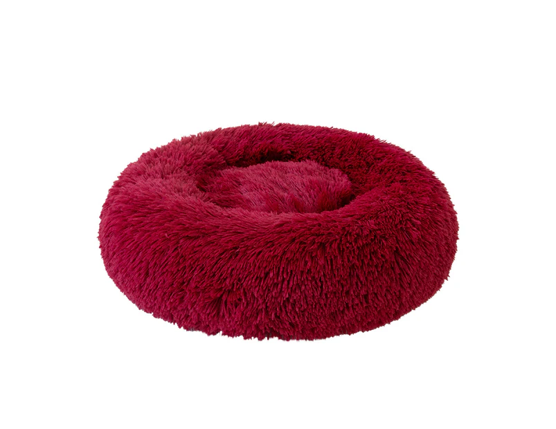 Soft Plush Round Pet Bed Diameter 60cm - Red