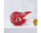 Lion Shaped Head Red Glass Fish Decor - Red