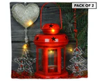 Maine & Crawford Christmas LED Lantern 2-Pack - Red
