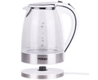 TODO 1.7L Glass Cordless Kettle 2200W Blue Led Light Electric Water Jug White